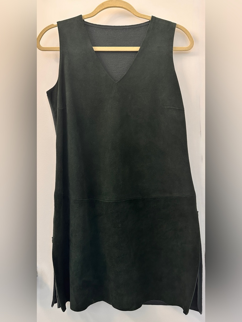Per Se Suede Forest Green Suede Front with Merino Wool Back Tunic/Dress.